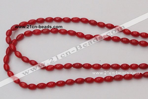 CCB133 15.5 inches 5*7mm rice red coral beads strand wholesale