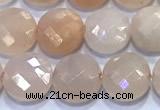 CCB1331 15 inches 8mm faceted coin pink aventurine jade beads