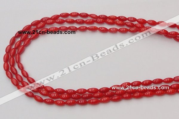 CCB134 15.5 inches 4*8mm rice red coral beads strand wholesale