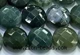 CCB1341 15 inches 8mm faceted coin moss agate beads