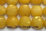 CCB1343 15 inches 8mm faceted coin jade beads