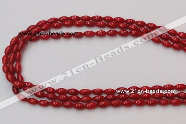 CCB135 15.5 inches 5*8mm rice red coral beads strand wholesale