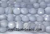 CCB1367 15 inches 4mm faceted coin blue lace agate beads