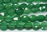 CCB1380 15 inches 4mm faceted coin green agate beads