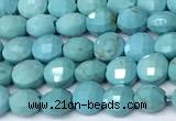 CCB1386 15 inches 4mm faceted coin turquoise beads