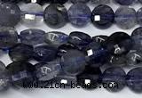 CCB1388 15 inches 4mm faceted coin iolite beads