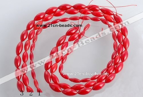 CCB14 5pcs 15.5 inches rice shape red coral beads Wholesale