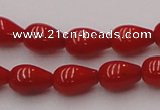 CCB140 15.5 inches 5*8mm teardrop red coral beads wholesale