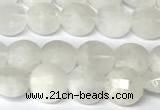CCB1400 15 inches 6mm faceted coin white moonstone beads