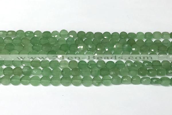 CCB1407 15 inches 6mm faceted coin green aventurine beads