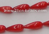 CCB142 15.5 inches 5*12mm teardrop red coral beads wholesale