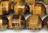 CCB1425 15 inches 9mm - 10mm faceted yellow tiger eye beads