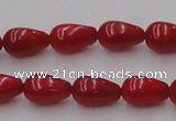 CCB143 15.5 inches 6*11mm teardrop red coral beads wholesale