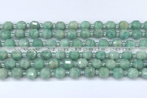 CCB1434 15 inches 7mm - 8mm faceted amazonite beads