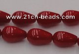 CCB144 15.5 inches 7*11mm teardrop red coral beads wholesale