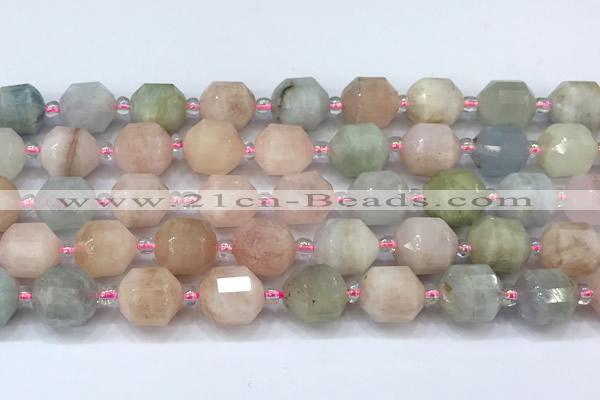 CCB1456 15 inches 9mm - 10mm faceted morganite beads