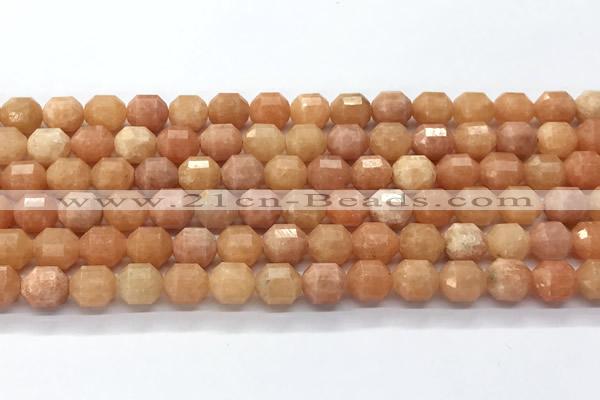 CCB1504 15 inches 7mm - 8mm faceted peach calcite beads