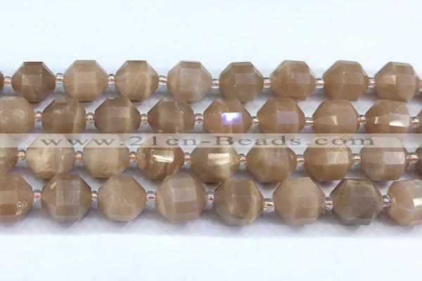 CCB1537 15 inches 11mm - 12mm faceted moonstone gemstone beads