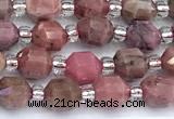 CCB1583 15 inches 5mm - 6mm faceted rhodonite gemstone beads