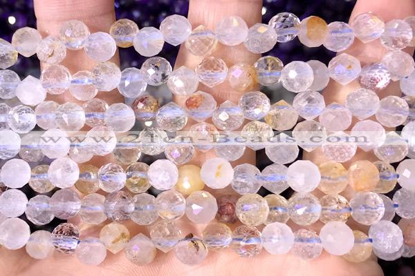 CCB1631 15 inches 6mm faceted teardrop pink quartz beads