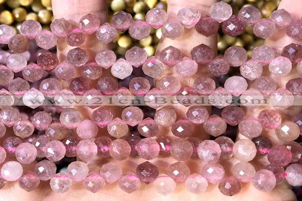 CCB1641 15 inches 6mm faceted teardrop strawberry quartz beads