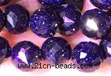 CCB1662 15 inches 6mm faceted teardrop blue goldstone beads