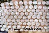 CCB1702 15 inches 6mm faceted coin rose quartz beads
