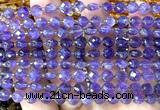 CCB1703 15 inches 6mm faceted coin amethyst gemstone beads