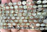 CCB1708 15 inches 6mm faceted coin green rutilated quartz beads