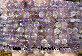 CCB1712 15 inches 6mm faceted coin purple phantom quartz beads