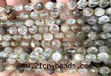 CCB1715 15 inches 6mm faceted coin green phantom quartz beads