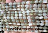 CCB1717 15 inches 6mm faceted coin green rutilated quartz beads