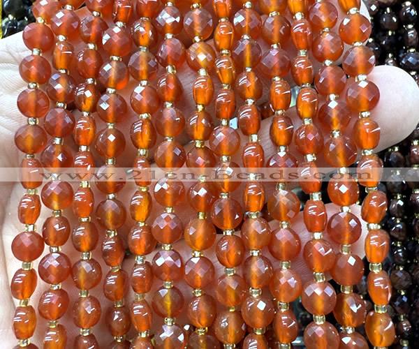 CCB1731 15 inches 6mm faceted coin red agate gemstone beads