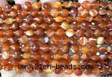 CCB1733 15 inches 6mm faceted coin red banded agate beads