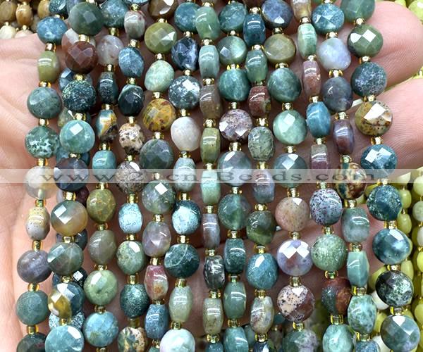 CCB1741 15 inches 6mm faceted coin ocean agate beads