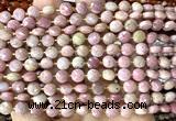 CCB1780 15 inches 6mm faceted coin pink wooden jasper beads
