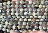 CCB1791 15 inches 6mm faceted coin silver leaf jasper beads
