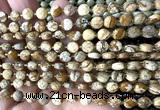 CCB1795 15 inches 6mm faceted coin picture jasper beads