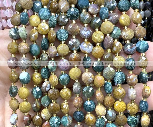 CCB1798 15 inches 6mm faceted coin ocean jasper beads