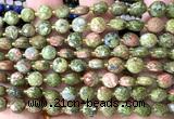 CCB1814 15 inches 6mm faceted coin unakite gemstone beads