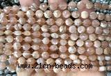 CCB1833 15 inches 6mm faceted coin moonstone gemstone beads