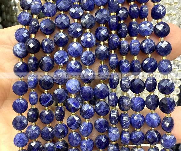 CCB1841 15 inches 6mm faceted coin sodalite gemstone beads