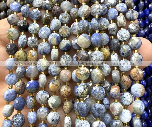 CCB1843 15 inches 6mm faceted coin sunset dumortierite beads