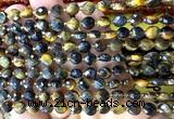 CCB1853 15 inches 6mm faceted coin yellow & blue tiger eye beads