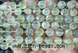 CCB1907 15 inches 8mm faceted coin green rutilated quartz beads