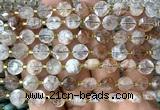 CCB1910 15 inches 8mm faceted coin black gold rutilated quartz beads