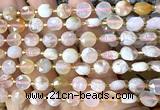 CCB1932 15 inches 8mm faceted coin sakura agate beads
