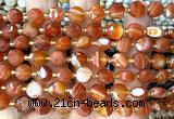 CCB1938 15 inches 8mm faceted coin red banded agate beads