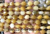 CCB1952 15 inches 8mm faceted coin yellow jade beads