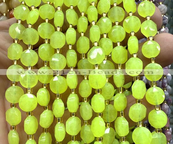 CCB1960 15 inches 8mm faceted coin candy jade beads